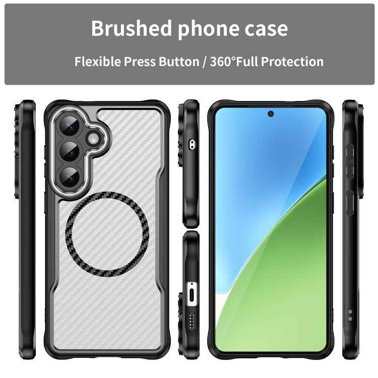 Carbon Fiber Texture MagSafe Translucent Phone Case, For Samsung Galaxy S26+ 5G, For Samsung Galaxy S26 Edge 5G, For Samsung Galaxy S26 Ultra 5G, For Samsung Galaxy S26 5G, For Samsung Galaxy S25 FE 5G, For Samsung Galaxy S25 5G                        ...