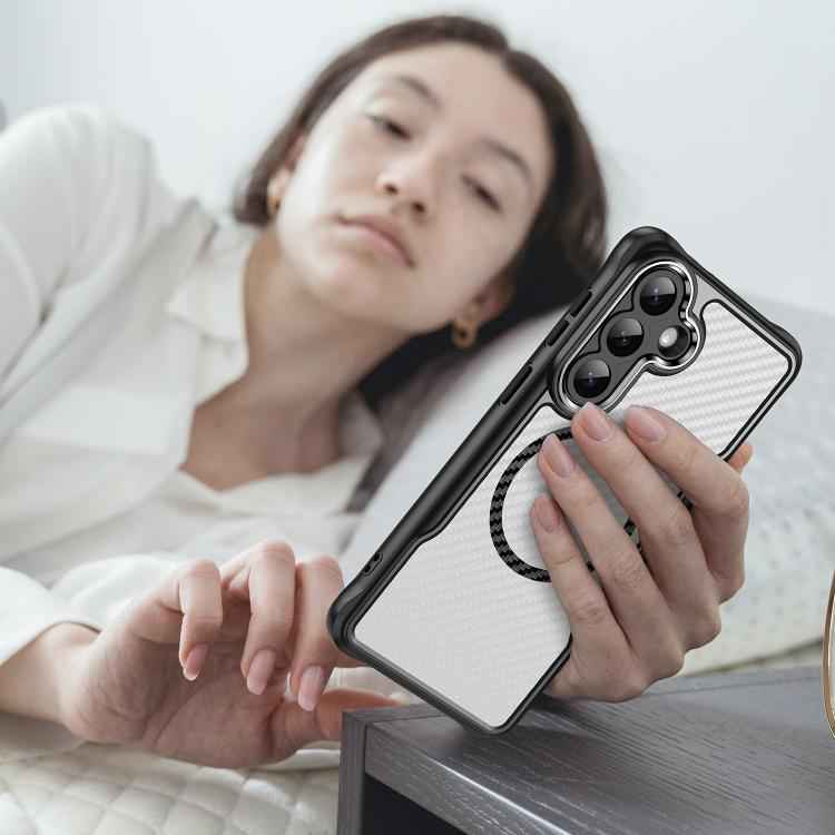 Carbon Fiber Texture MagSafe Translucent Phone Case, For Samsung Galaxy S26+ 5G, For Samsung Galaxy S26 Edge 5G, For Samsung Galaxy S26 Ultra 5G, For Samsung Galaxy S26 5G, For Samsung Galaxy S25 FE 5G, For Samsung Galaxy S25 5G                        ...