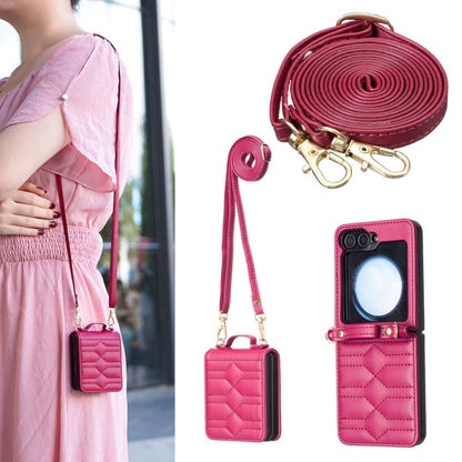V-shaped Crossbody Lanyard Leather Phone Case, For Galaxy Z Flip8 5G, For Samsung Galaxy Z Flip7 FE / Flip6, For Samsung Galaxy Z Flip7, For Samsung Galaxy Z Flip5, For Samsung Galaxy Z Flip4, For Samsung Galaxy Z Flip3