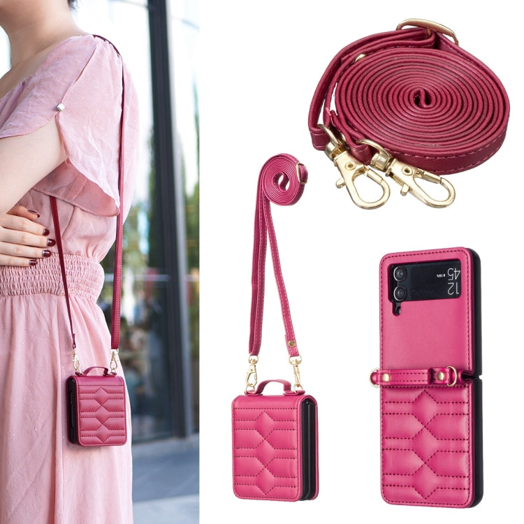 V-shaped Crossbody Lanyard Leather Phone Case, For Galaxy Z Flip8 5G, For Samsung Galaxy Z Flip7 FE / Flip6, For Samsung Galaxy Z Flip7, For Samsung Galaxy Z Flip5, For Samsung Galaxy Z Flip4, For Samsung Galaxy Z Flip3