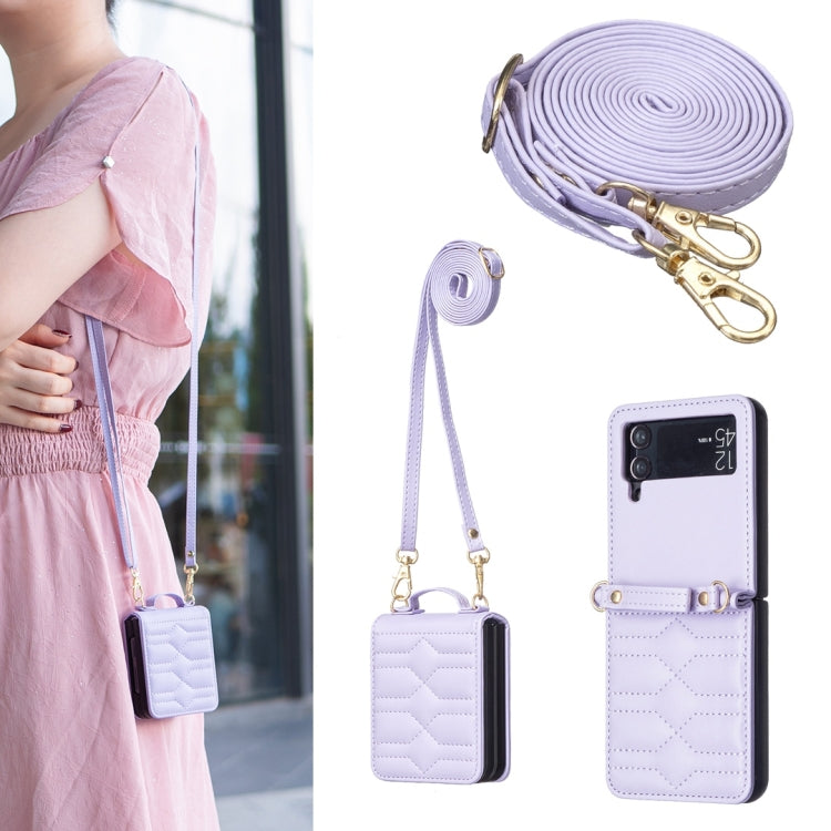 V-shaped Crossbody Lanyard Leather Phone Case, For Galaxy Z Flip8 5G, For Samsung Galaxy Z Flip7 FE / Flip6, For Samsung Galaxy Z Flip7, For Samsung Galaxy Z Flip5, For Samsung Galaxy Z Flip4, For Samsung Galaxy Z Flip3