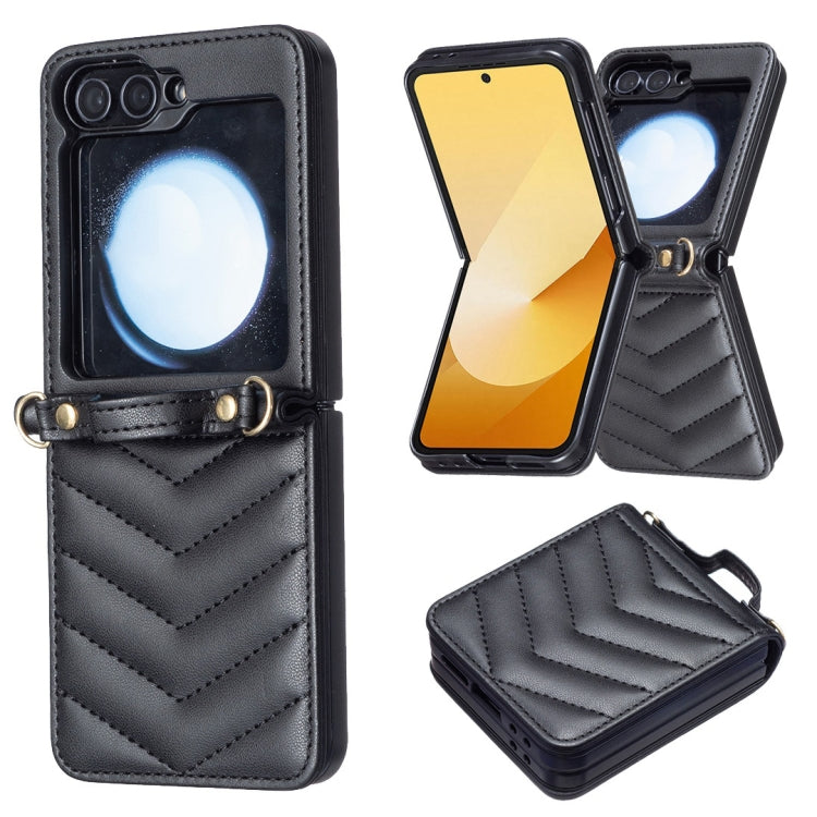 Wave-shaped Crossbody Lanyard Leather Phone Case