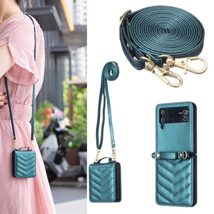 Wave-shaped Crossbody Lanyard Leather Phone Case, For Galaxy Z Flip8 5G, For Samsung Galaxy Z Flip7 FE / Flip6, For Samsung Galaxy Z Flip7, For Samsung Galaxy Z Flip5, For Samsung Galaxy Z Flip4, For Samsung Galaxy Z Flip3