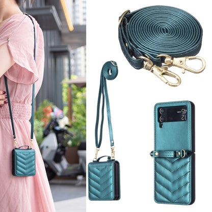 Wave-shaped Crossbody Lanyard Leather Phone Case, For Galaxy Z Flip8 5G, For Samsung Galaxy Z Flip7 FE / Flip6, For Samsung Galaxy Z Flip7, For Samsung Galaxy Z Flip5, For Samsung Galaxy Z Flip4, For Samsung Galaxy Z Flip3