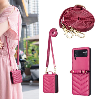 Wave-shaped Crossbody Lanyard Leather Phone Case, For Galaxy Z Flip8 5G, For Samsung Galaxy Z Flip7 FE / Flip6, For Samsung Galaxy Z Flip7, For Samsung Galaxy Z Flip5, For Samsung Galaxy Z Flip4, For Samsung Galaxy Z Flip3
