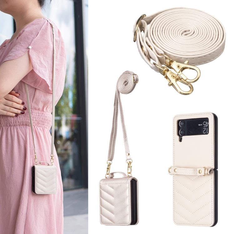 Wave-shaped Crossbody Lanyard Leather Phone Case, For Galaxy Z Flip8 5G, For Samsung Galaxy Z Flip7 FE / Flip6, For Samsung Galaxy Z Flip7, For Samsung Galaxy Z Flip5, For Samsung Galaxy Z Flip4, For Samsung Galaxy Z Flip3