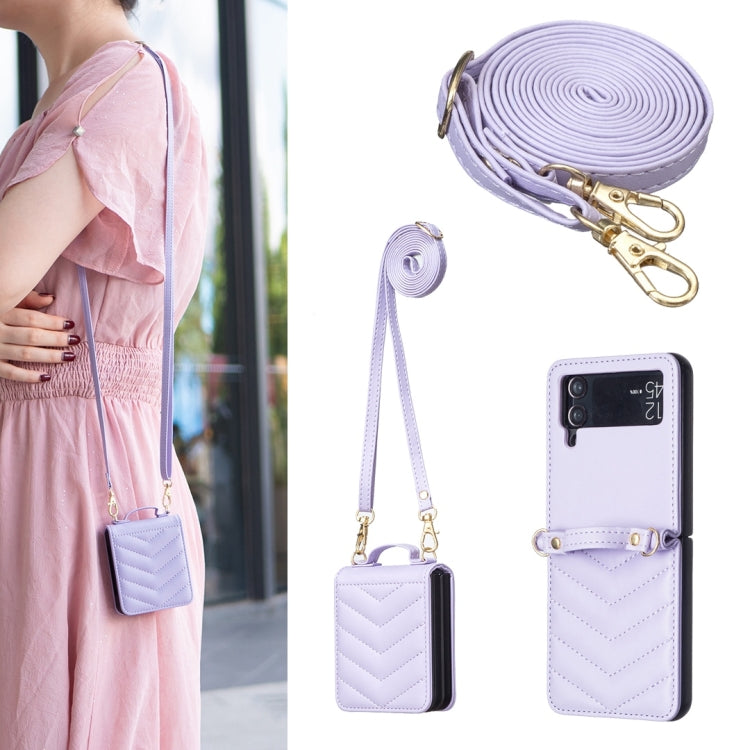 Wave-shaped Crossbody Lanyard Leather Phone Case, For Galaxy Z Flip8 5G, For Samsung Galaxy Z Flip7 FE / Flip6, For Samsung Galaxy Z Flip7, For Samsung Galaxy Z Flip5, For Samsung Galaxy Z Flip4, For Samsung Galaxy Z Flip3