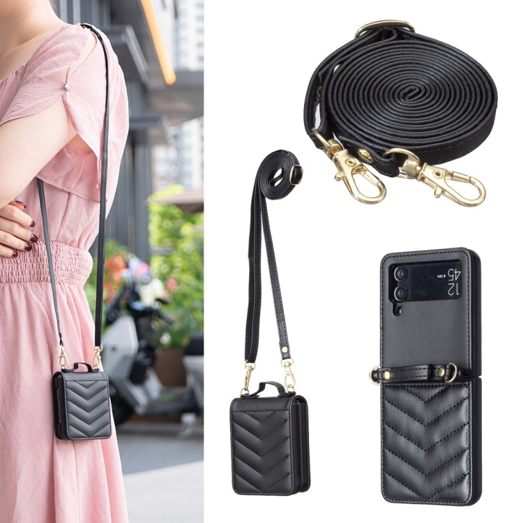 Wave-shaped Crossbody Lanyard Leather Phone Case, For Galaxy Z Flip8 5G, For Samsung Galaxy Z Flip7 FE / Flip6, For Samsung Galaxy Z Flip7, For Samsung Galaxy Z Flip5, For Samsung Galaxy Z Flip4, For Samsung Galaxy Z Flip3