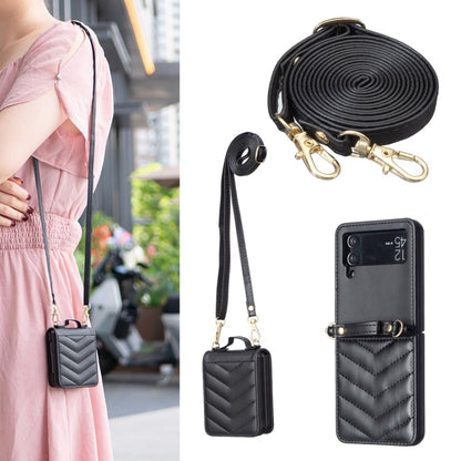 Wave-shaped Crossbody Lanyard Leather Phone Case, For Galaxy Z Flip8 5G, For Samsung Galaxy Z Flip7 FE / Flip6, For Samsung Galaxy Z Flip7, For Samsung Galaxy Z Flip5, For Samsung Galaxy Z Flip4, For Samsung Galaxy Z Flip3
