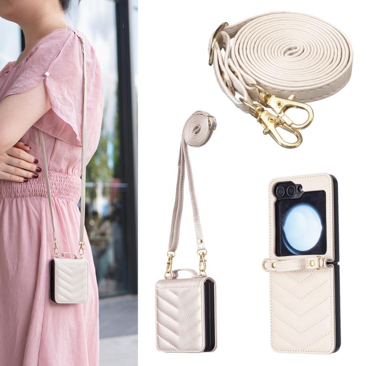 Wave-shaped Crossbody Lanyard Leather Phone Case