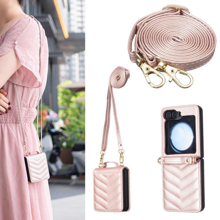 Wave-shaped Crossbody Lanyard Leather Phone Case