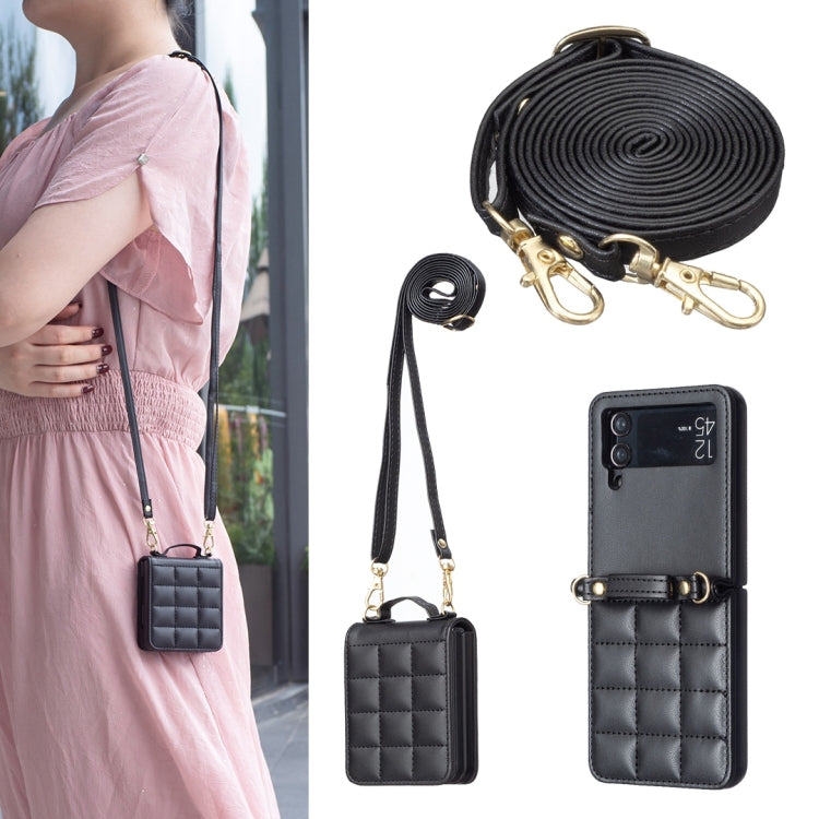 Square-shaped Crossbody Lanyard Leather Phone Case, For Galaxy Z Flip8 5G, For Samsung Galaxy Z Flip7, For Samsung Galaxy Z Flip6, For Samsung Galaxy Z Flip5, For Samsung Galaxy Z Flip4, For Samsung Galaxy Z Flip3