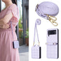 Square-shaped Crossbody Lanyard Leather Phone Case, For Galaxy Z Flip8 5G, For Samsung Galaxy Z Flip7, For Samsung Galaxy Z Flip6, For Samsung Galaxy Z Flip5, For Samsung Galaxy Z Flip4, For Samsung Galaxy Z Flip3