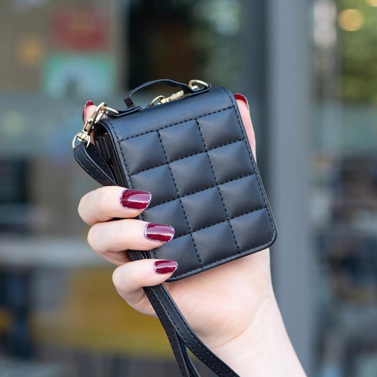 Square-shaped Crossbody Lanyard Leather Phone Case