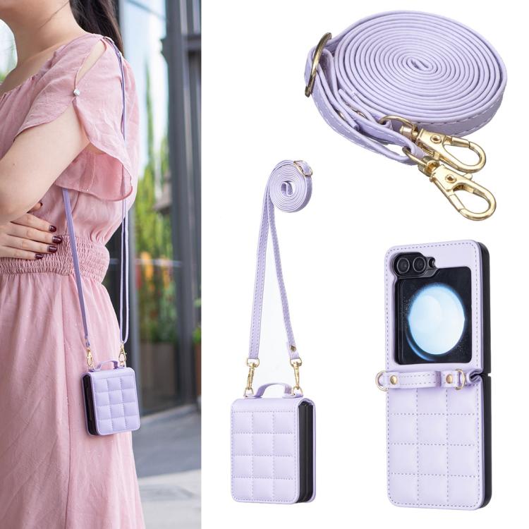 Square-shaped Crossbody Lanyard Leather Phone Case