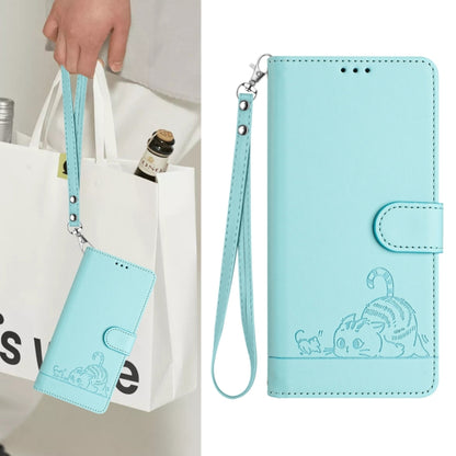 Cat Rat Embossed Pattern RFID Leather Phone Case with Lanyard, For Samsung Galaxy S25 Ultra 5G, For Samsung Galaxy S24 FE 5G