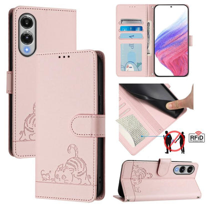 Cat Rat Embossed Pattern RFID Leather Phone Case with Lanyard, For Galaxy S26 FE 5G, For Samsung Galaxy S26+ 5G, For Samsung Galaxy S26 Edge 5G, For Samsung Galaxy S26 Ultra 5G, For Samsung Galaxy S26 5G, For Samsung Galaxy S25 Edge 5G                 ...