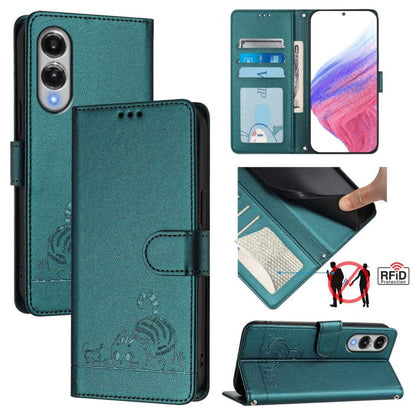 Cat Rat Embossed Pattern RFID Leather Phone Case with Lanyard, For Galaxy S26 FE 5G, For Samsung Galaxy S26+ 5G, For Samsung Galaxy S26 Edge 5G, For Samsung Galaxy S26 Ultra 5G, For Samsung Galaxy S26 5G, For Samsung Galaxy S25 Edge 5G                 ...