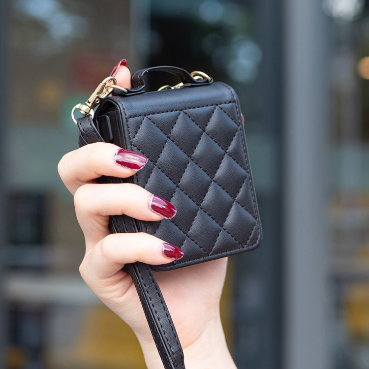 Rhombus-shaped Crossbody Lanyard Leather Phone Case