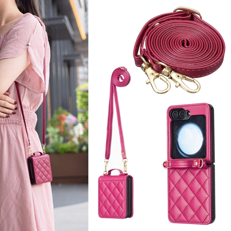 Rhombus-shaped Crossbody Lanyard Leather Phone Case