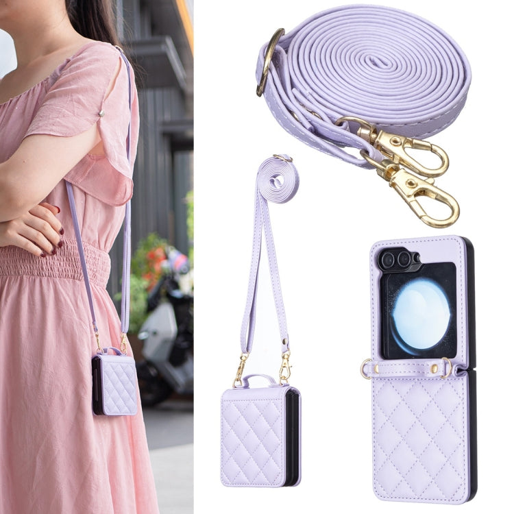 Rhombus-shaped Crossbody Lanyard Leather Phone Case