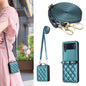 Rhombus-shaped Crossbody Lanyard Leather Phone Case, For Galaxy Z Flip8 5G, For Samsung Galaxy Z Flip7 FE / Flip6, For Samsung Galaxy Z Flip7, For Samsung Galaxy Z Flip5, For Samsung Galaxy Z Flip4, For Samsung Galaxy Z Flip3