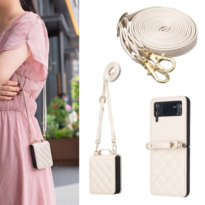 Rhombus-shaped Crossbody Lanyard Leather Phone Case, For Galaxy Z Flip8 5G, For Samsung Galaxy Z Flip7 FE / Flip6, For Samsung Galaxy Z Flip7, For Samsung Galaxy Z Flip5, For Samsung Galaxy Z Flip4, For Samsung Galaxy Z Flip3