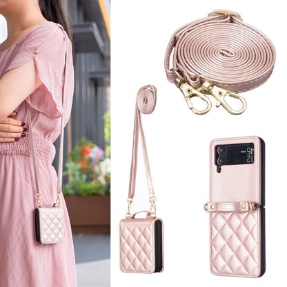 Rhombus-shaped Crossbody Lanyard Leather Phone Case, For Galaxy Z Flip8 5G, For Samsung Galaxy Z Flip7 FE / Flip6, For Samsung Galaxy Z Flip7, For Samsung Galaxy Z Flip5, For Samsung Galaxy Z Flip4, For Samsung Galaxy Z Flip3