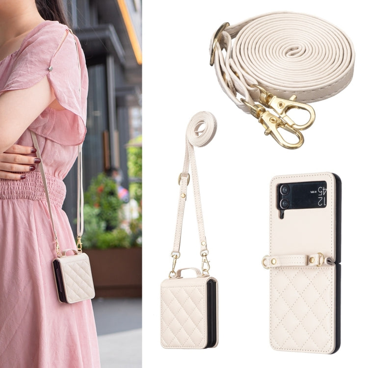 Rhombus-shaped Crossbody Lanyard Leather Phone Case, For Galaxy Z Flip8 5G, For Samsung Galaxy Z Flip7 FE / Flip6, For Samsung Galaxy Z Flip7, For Samsung Galaxy Z Flip5, For Samsung Galaxy Z Flip4, For Samsung Galaxy Z Flip3