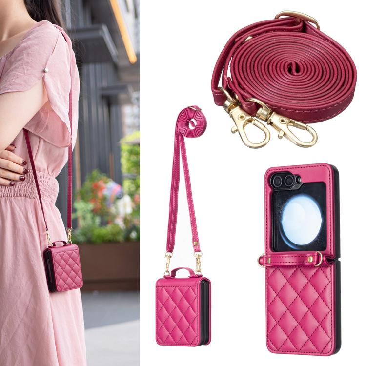 Rhombus-shaped Crossbody Lanyard Leather Phone Case