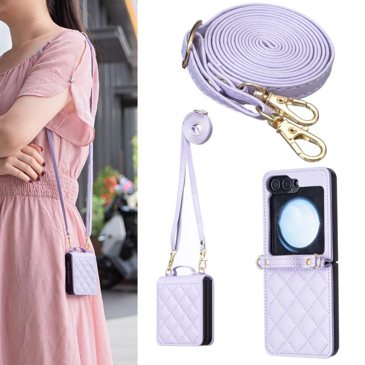Rhombus-shaped Crossbody Lanyard Leather Phone Case