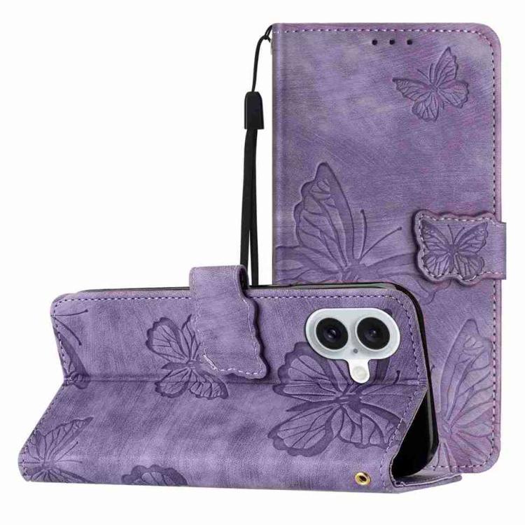 Skin-feel Embossed Butterfly Leather Phone Case