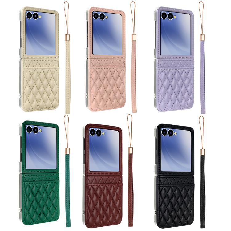 VIETAO Rhombic Texture PU Card Slot Phone Case with Lanyard