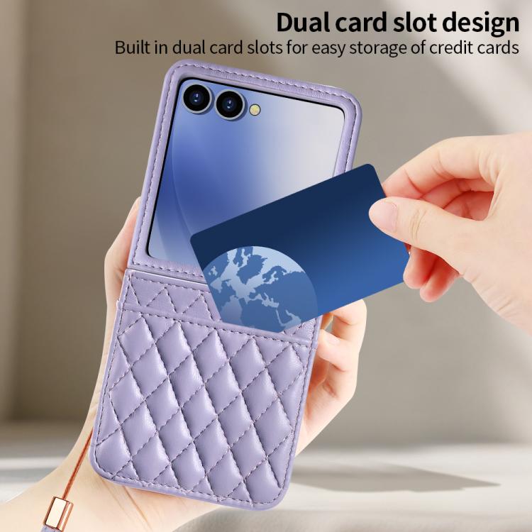 VIETAO Rhombic Texture PU Card Slot Phone Case with Lanyard