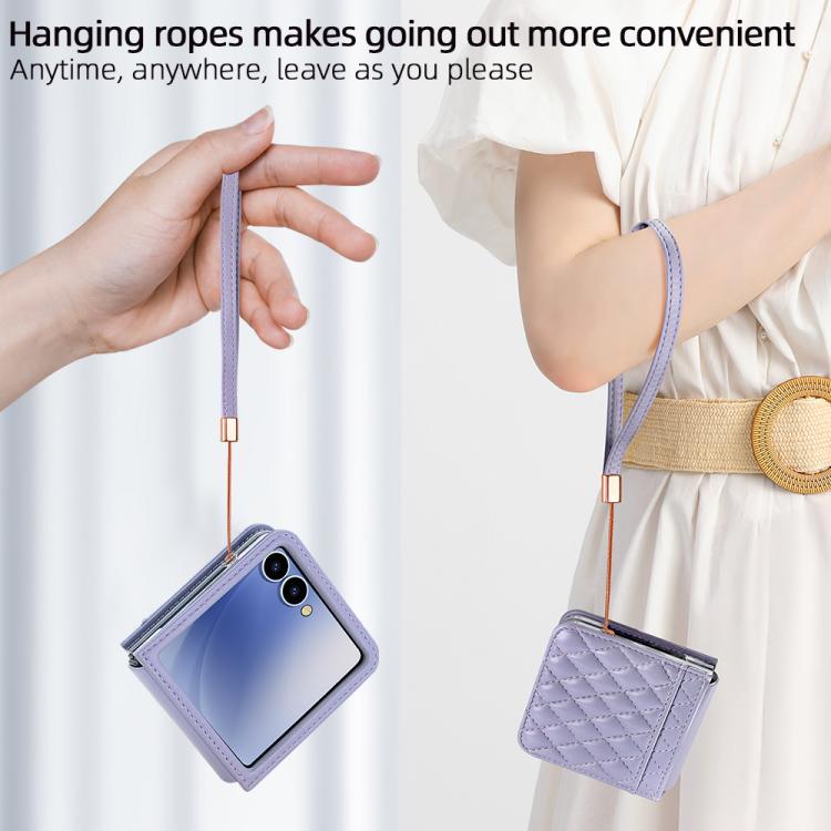 VIETAO Rhombic Texture PU Card Slot Phone Case with Lanyard