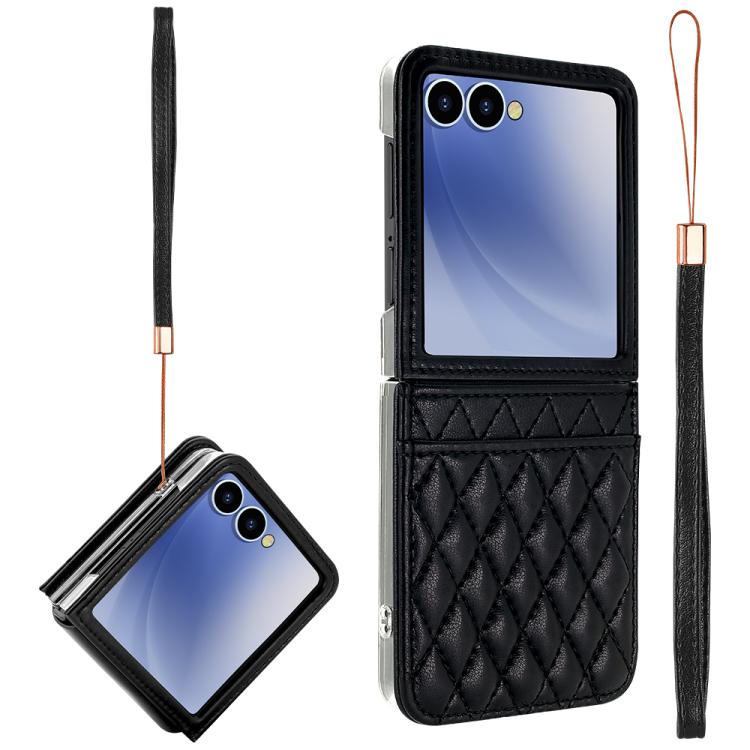 VIETAO Rhombic Texture PU Card Slot Phone Case with Lanyard