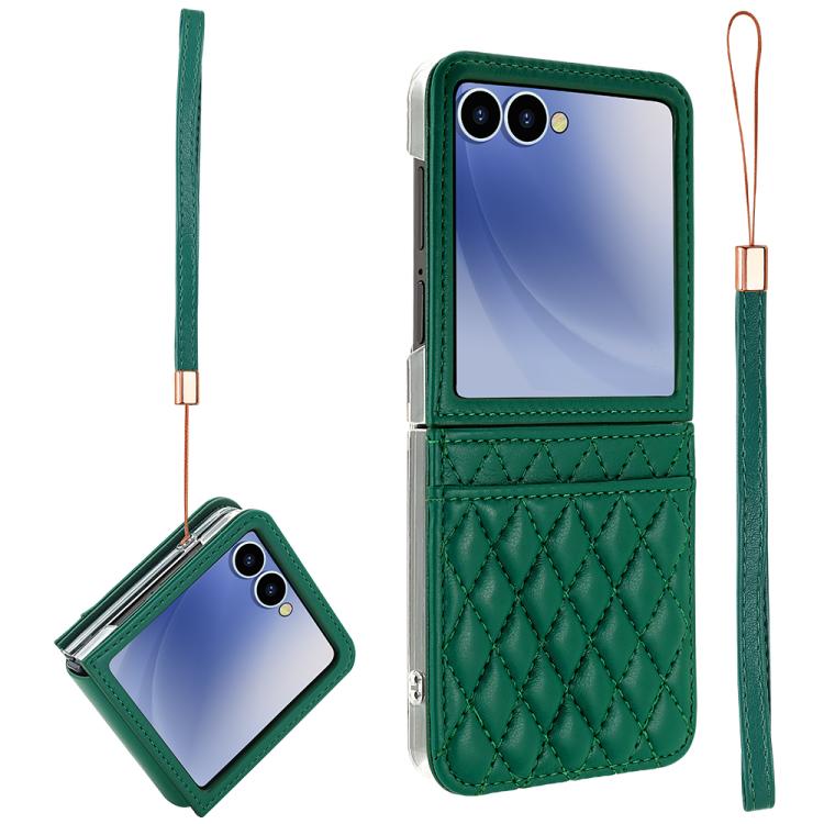 VIETAO Rhombic Texture PU Card Slot Phone Case with Lanyard