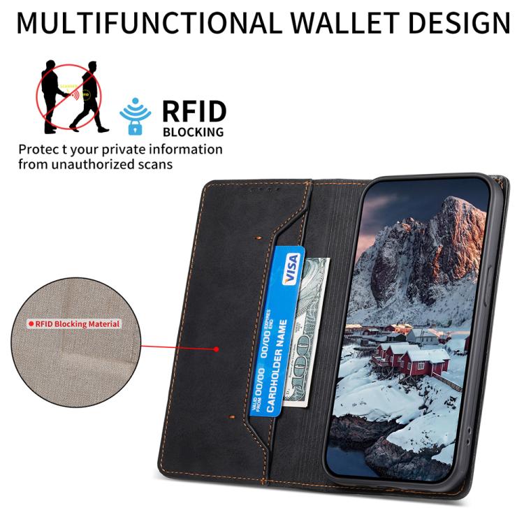 Business Solid Color Magnetic RFID Leather Phone Case