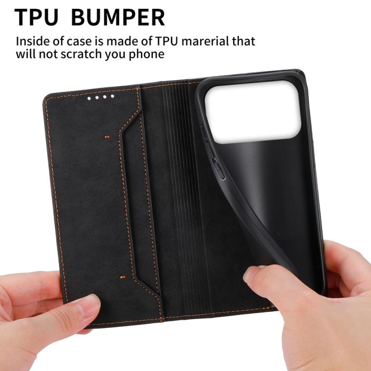 Business Solid Color Magnetic RFID Leather Phone Case