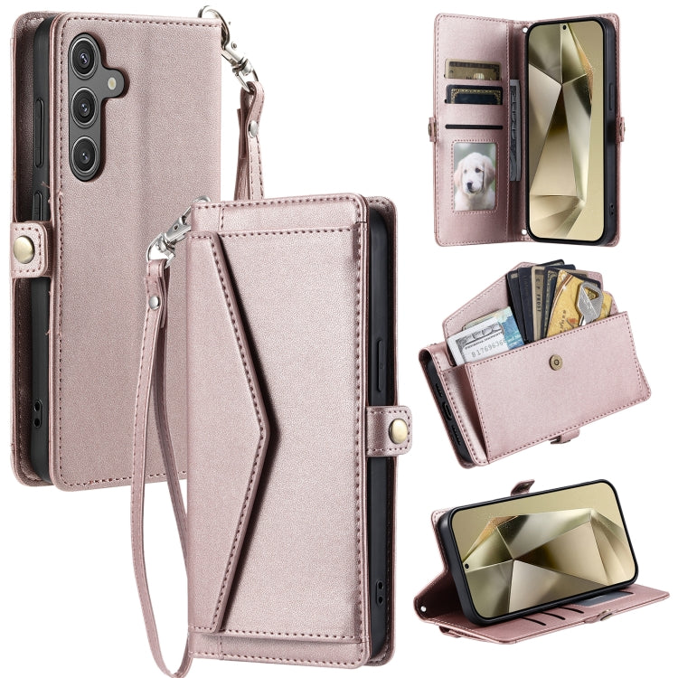 Wallet Multi-card Slot Leather Phone Case with Lanyard, For Samsung Galaxy S26+ 5G, For Samsung Galaxy S26 Ultra 5G, For Samsung Galaxy S26 5G, For Samsung Galaxy S25 FE 5G, For Samsung Galaxy S25 Edge 5G, For Samsung Galaxy S25 5G                     ...