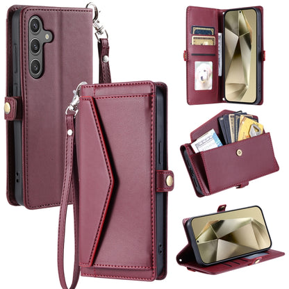 Wallet Multi-card Slot Leather Phone Case with Lanyard, For Samsung Galaxy S24 Ultra 5G, For Samsung Galaxy S24+ 5G, For Samsung Galaxy S24 5G, For Samsung Galaxy S23 FE 5G, For Samsung Galaxy S23 Ultra 5G, For Samsung Galaxy S23+ 5G                   ...