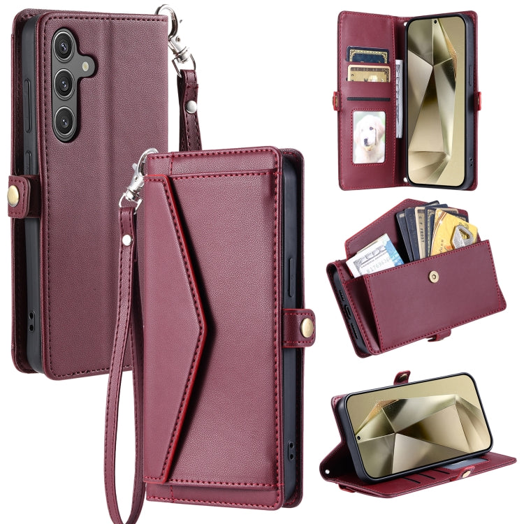 Wallet Multi-card Slot Leather Phone Case with Lanyard, For Samsung Galaxy S26+ 5G, For Samsung Galaxy S26 Ultra 5G, For Samsung Galaxy S26 5G, For Samsung Galaxy S25 FE 5G, For Samsung Galaxy S25 Edge 5G, For Samsung Galaxy S25 5G                     ...