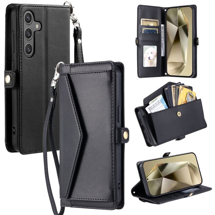 Wallet Multi-card Slot Leather Phone Case with Lanyard, For Samsung Galaxy S26+ 5G, For Samsung Galaxy S26 Ultra 5G, For Samsung Galaxy S26 5G, For Samsung Galaxy S25 FE 5G, For Samsung Galaxy S25 Edge 5G, For Samsung Galaxy S25 5G                     ...