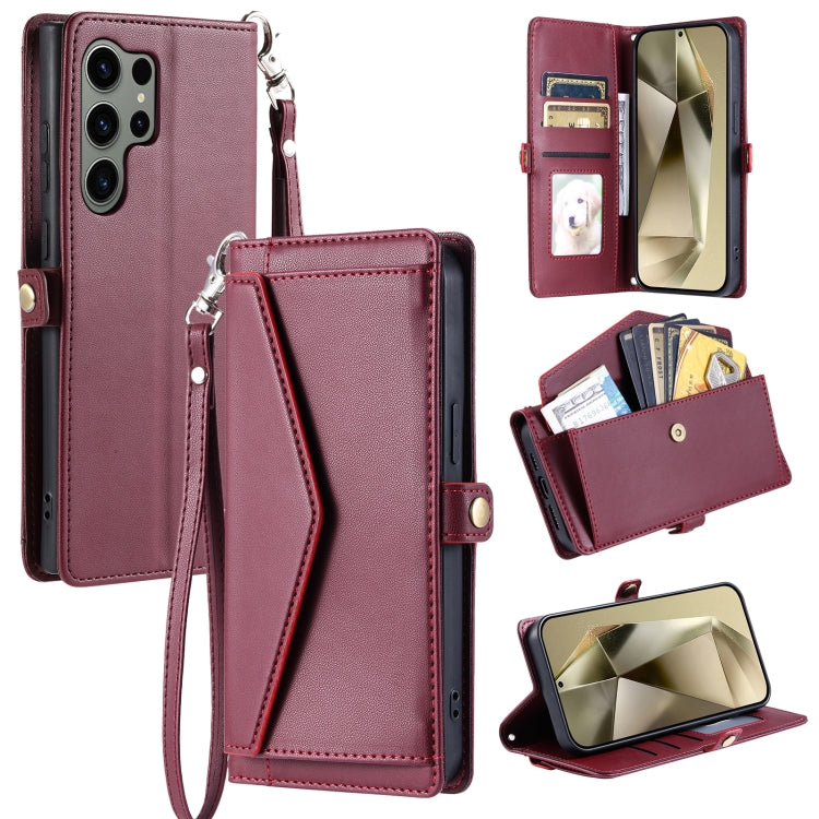 Wallet Multi-card Slot Leather Phone Case with Lanyard, For Samsung Galaxy S26+ 5G, For Samsung Galaxy S26 Ultra 5G, For Samsung Galaxy S26 5G, For Samsung Galaxy S25 FE 5G, For Samsung Galaxy S25 Edge 5G, For Samsung Galaxy S25 5G                     ...
