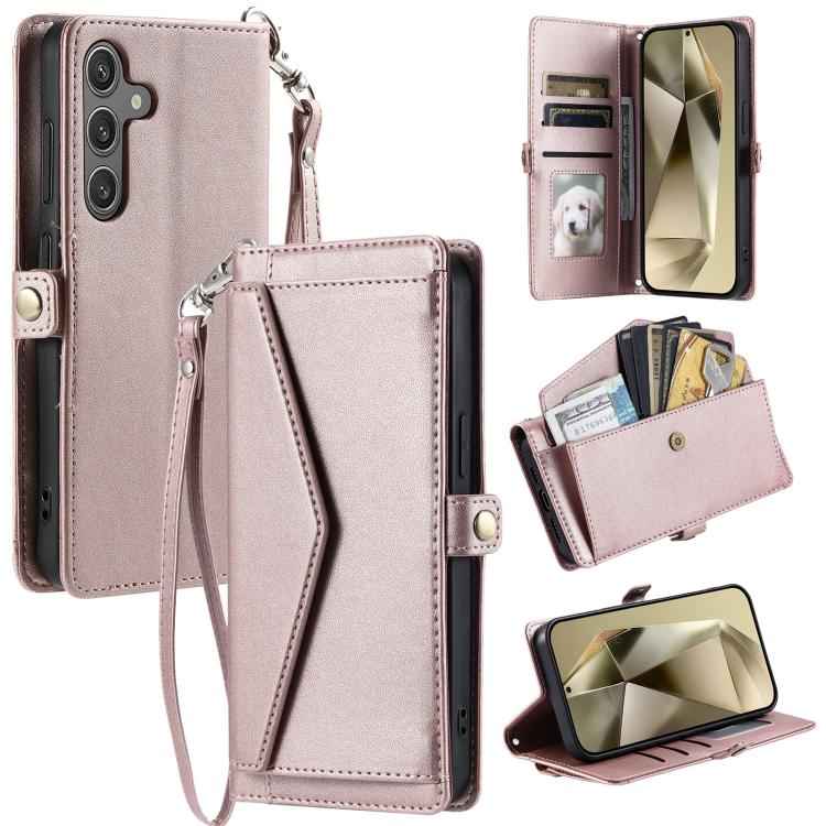 Wallet Multi-card Slot Leather Phone Case with Lanyard, For Samsung Galaxy S26+ 5G, For Samsung Galaxy S26 Ultra 5G, For Samsung Galaxy S26 5G, For Samsung Galaxy S25 FE 5G, For Samsung Galaxy S25 Edge 5G, For Samsung Galaxy S25 5G                     ...
