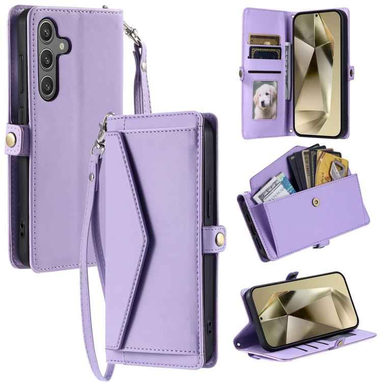 Wallet Multi-card Slot Leather Phone Case with Lanyard, For Samsung Galaxy S26+ 5G, For Samsung Galaxy S26 Ultra 5G, For Samsung Galaxy S26 5G, For Samsung Galaxy S25 FE 5G, For Samsung Galaxy S25 Edge 5G, For Samsung Galaxy S25 5G                     ...