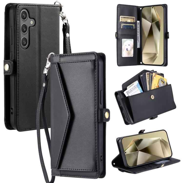 Wallet Multi-card Slot Leather Phone Case with Lanyard, For Samsung Galaxy S26+ 5G, For Samsung Galaxy S26 Ultra 5G, For Samsung Galaxy S26 5G, For Samsung Galaxy S25 FE 5G, For Samsung Galaxy S25 Edge 5G, For Samsung Galaxy S25 5G                     ...
