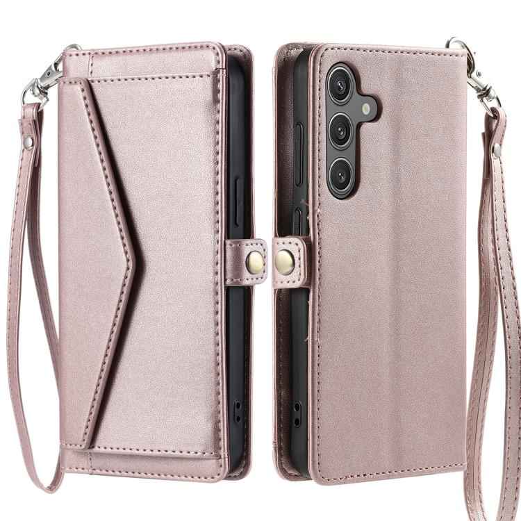 Wallet Multi-card Slot Leather Phone Case with Lanyard, For Samsung Galaxy S26+ 5G, For Samsung Galaxy S26 Ultra 5G, For Samsung Galaxy S26 5G, For Samsung Galaxy S25 FE 5G, For Samsung Galaxy S25 Edge 5G, For Samsung Galaxy S25 5G                     ...