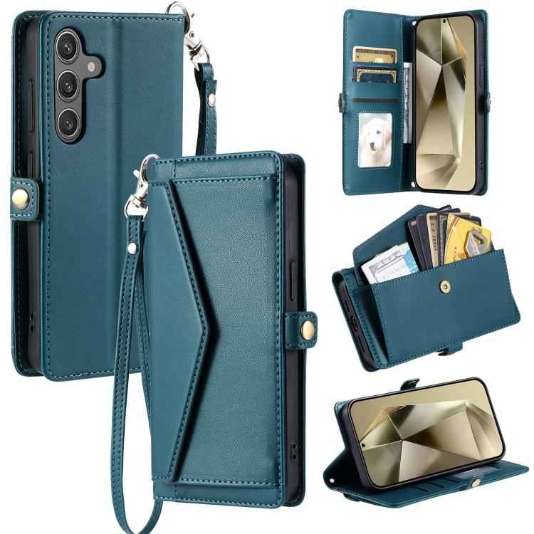 Wallet Multi-card Slot Leather Phone Case with Lanyard, For Samsung Galaxy S26+ 5G, For Samsung Galaxy S26 Ultra 5G, For Samsung Galaxy S26 5G, For Samsung Galaxy S25 FE 5G, For Samsung Galaxy S25 Edge 5G, For Samsung Galaxy S25 5G                     ...