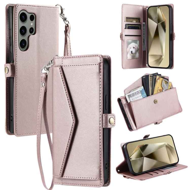 Wallet Multi-card Slot Leather Phone Case with Lanyard, For Samsung Galaxy S26+ 5G, For Samsung Galaxy S26 Ultra 5G, For Samsung Galaxy S26 5G, For Samsung Galaxy S25 FE 5G, For Samsung Galaxy S25 Edge 5G, For Samsung Galaxy S25 5G                     ...